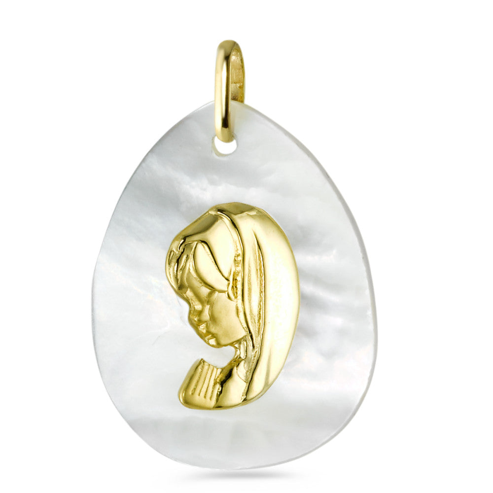Ciondolo in madreperla. Gioielli da sposa. Placcato oro lucido 16 carati su ottone / 2 pezzi - DG029-PG-WH - Italia Ciondolo in madreperla. Gioielli da sposa. Placcato oro lucido 16 carati su ottone / 2 pezzi - DG029-PG-WH - Italia