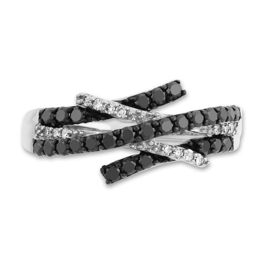 Anello Oro bianco 750/18 carati Diamante 0.47 ct, 41 pietra, w-si