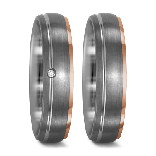 Anillo de dedo 950 paladio, 750/oro rojo de 18 quilates Diamante 0.015 ct, tw-vsi