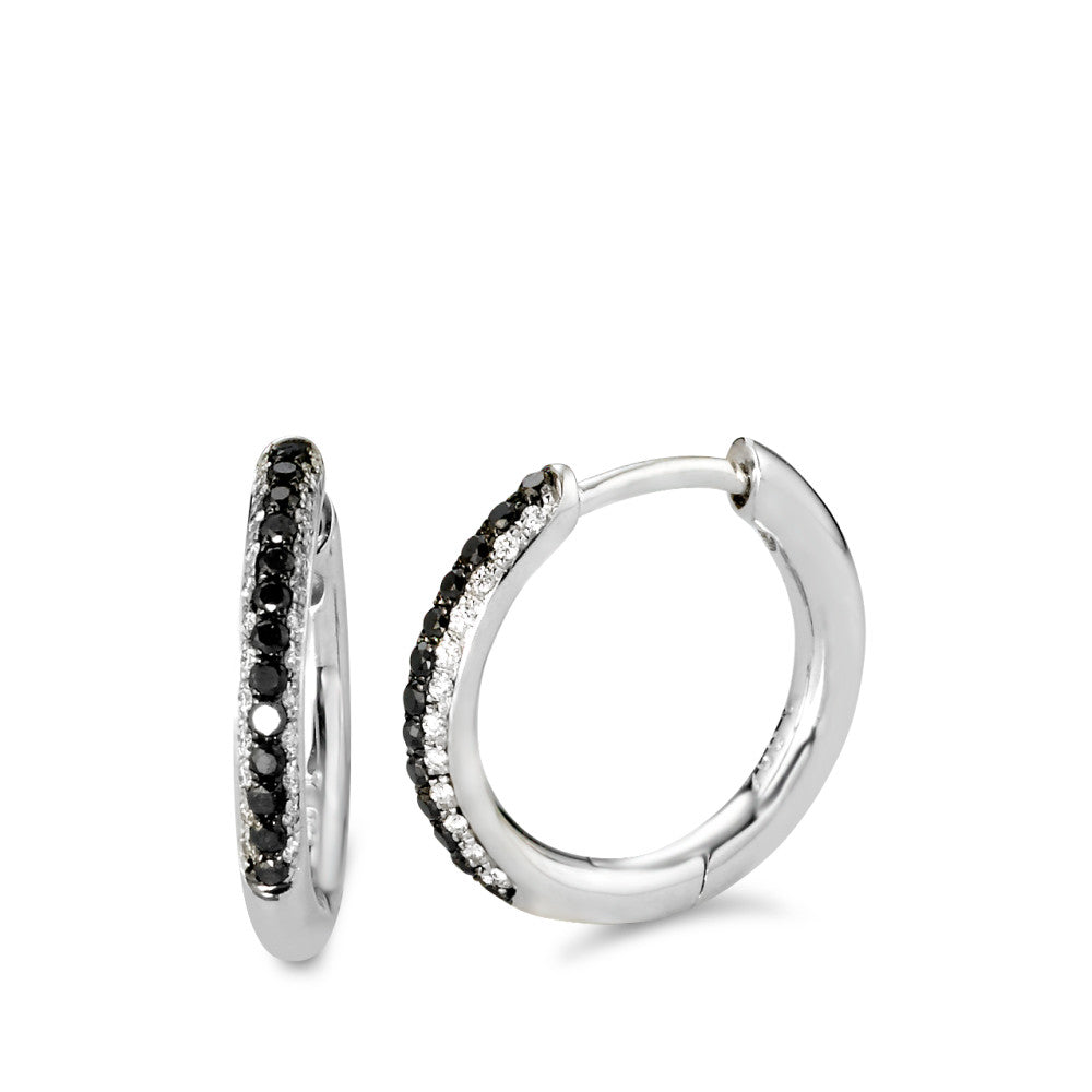 Orecchini circolari Oro bianco 750/18 carati Diamante nero, 0.11 ct, 24 pietra, w-si