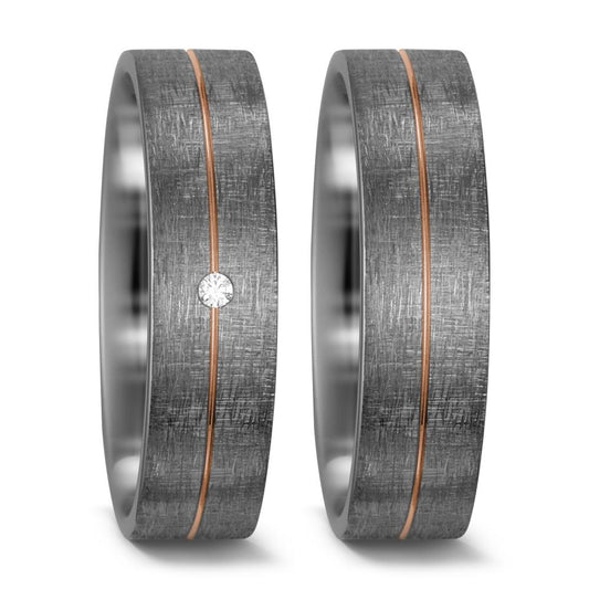 Wedding Ring Palladium 500 , 14k Red Gold Diamond White, 0.015 ct, w-si