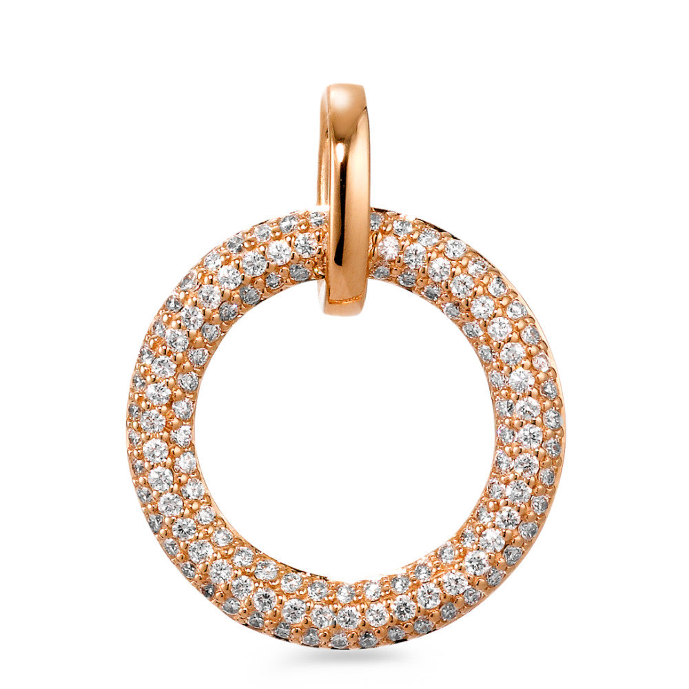 Pendant 18k Red Gold Diamond White, 0.50 ct, 125 Stones, brilliant, tw-vsi Ø18 mm