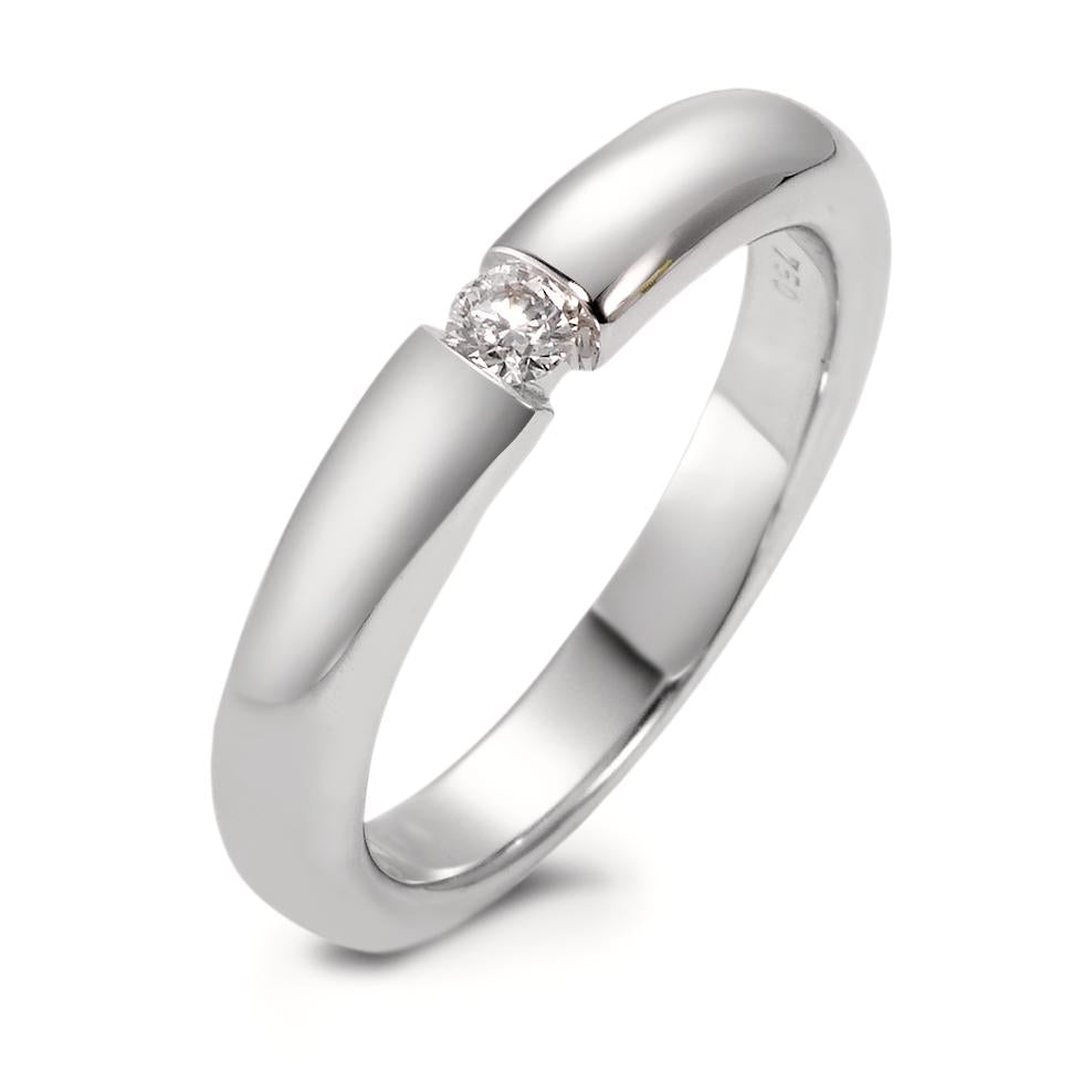 Solitaire ring 18k White Gold Diamond White, 0.10 ct, brilliant, w-si