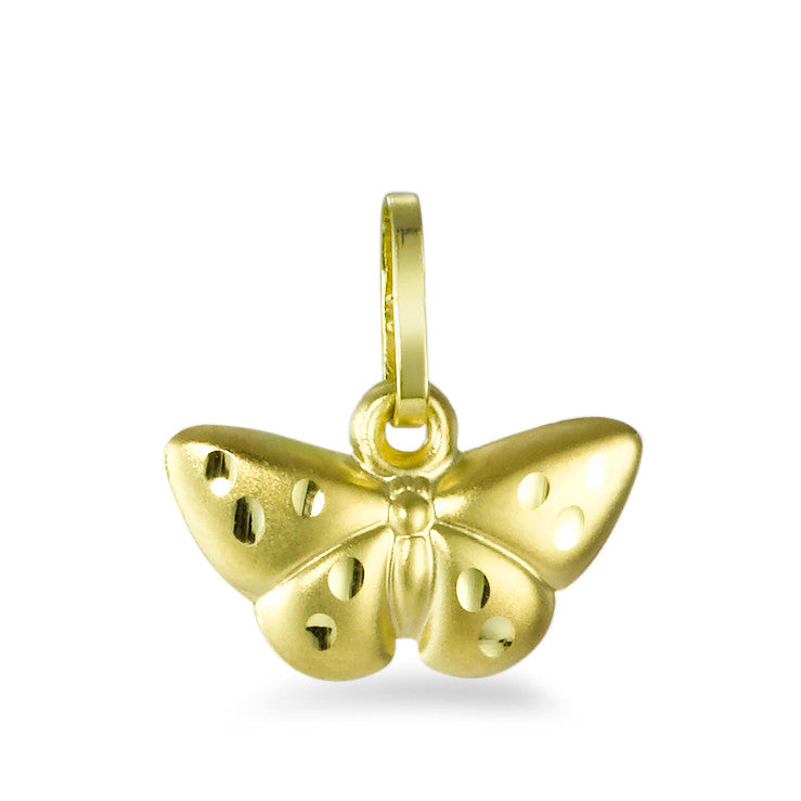 Vintage Schmetterling 14K Gelbgold Charm Anhänger Kleine Schicht Luxus Hübsche Klassik Grundfarbe Einfach