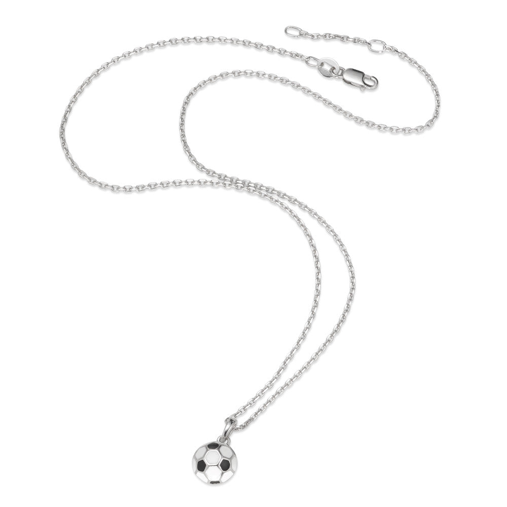 Halskette mit Anhänger Silber rhodiniert Fussball verstellbar Ø9 mm