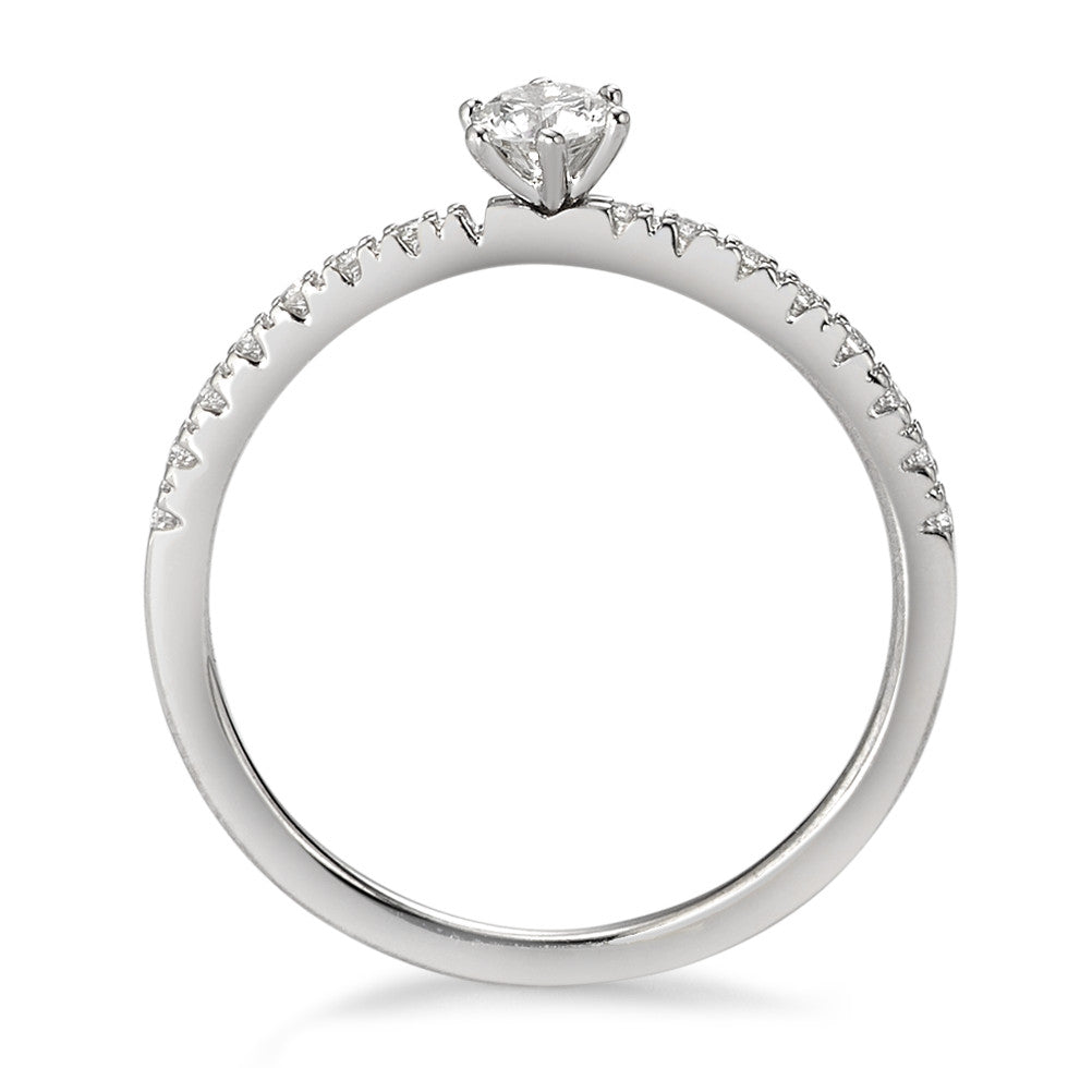 Bague solitaire Or blanc 18K Diamant blanc, 0.25 ct, 17 Pierres, brillant, w-si