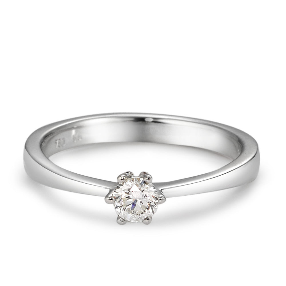 Solitär Ring 750/18 K Weissgold Diamant weiss, 0.20 ct, Brillantschliff, w-si