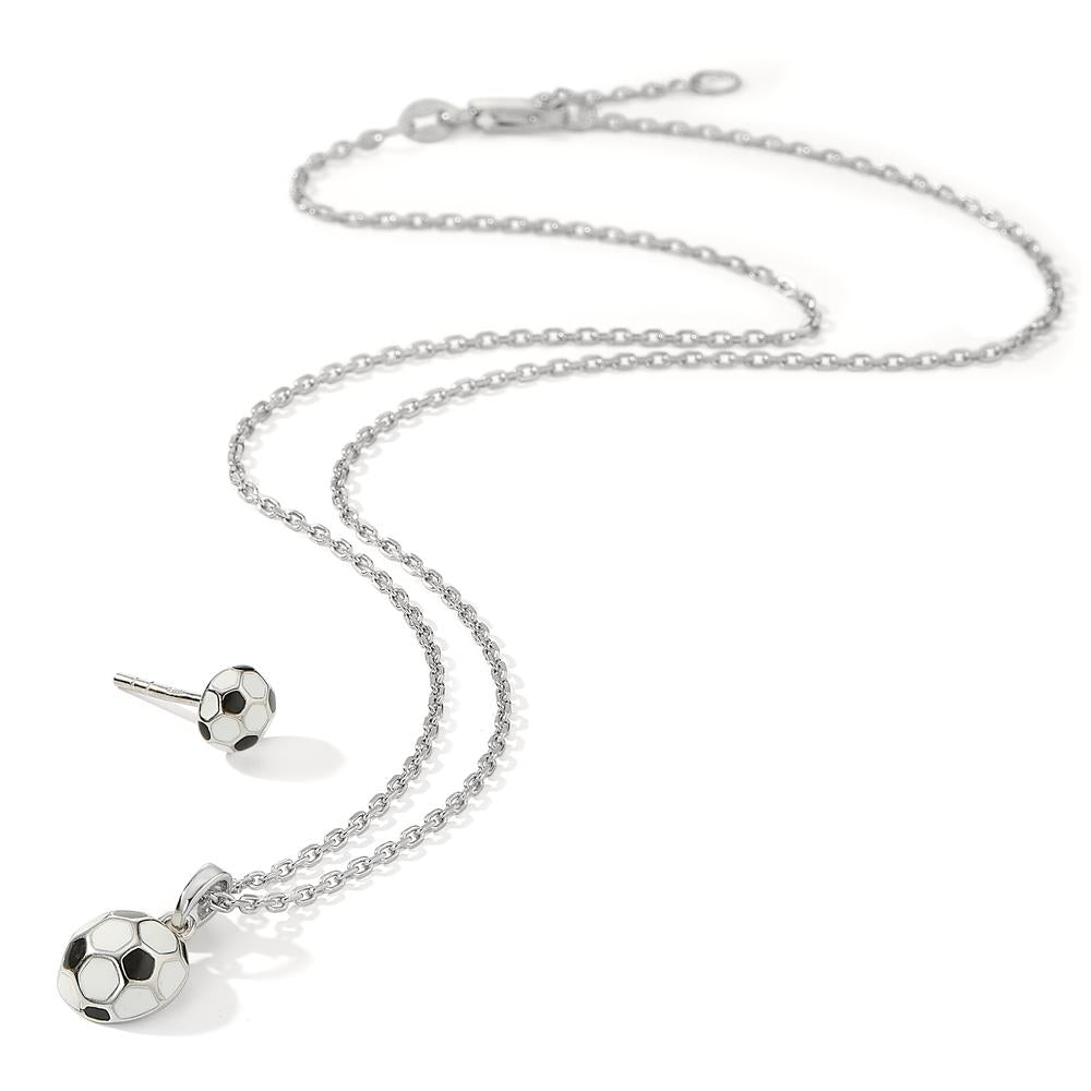 Halskette mit Anhänger Silber rhodiniert Fussball verstellbar Ø9 mm