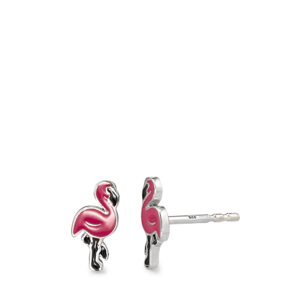 Orecchini A Perno In Argento 925 Rodiato Con Forma Di Fenicottero – Regalo Per Donna E Ragazza