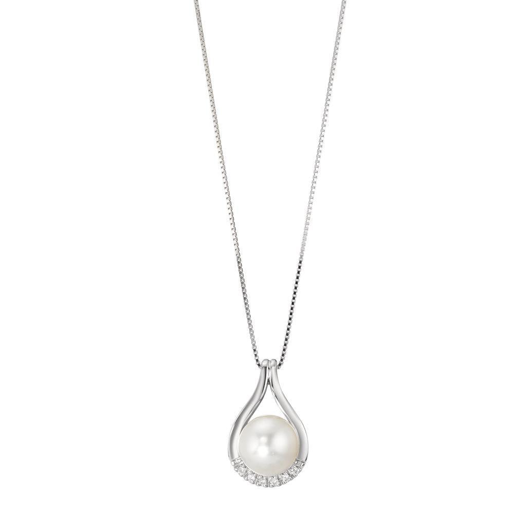 Collier Or Blanc 18k Avec Perle Et Diamant - Occasion