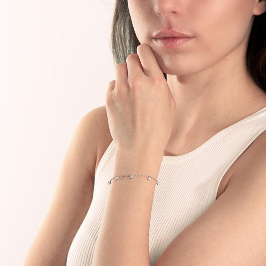 Bracelet Silver Zirconia Rhodium plated 16-19 cm