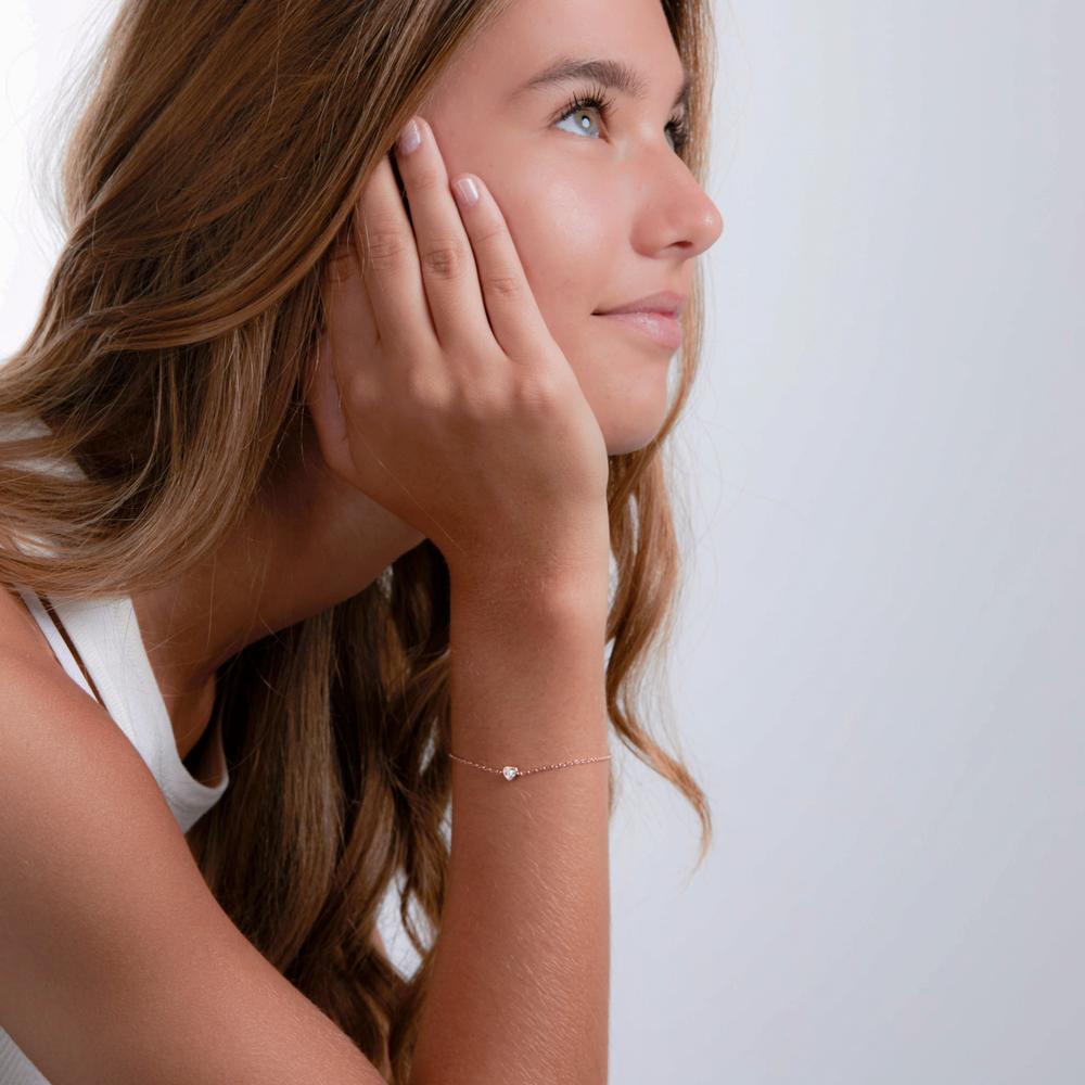 Bracelet Silver Zirconia Rose Gold plated Heart