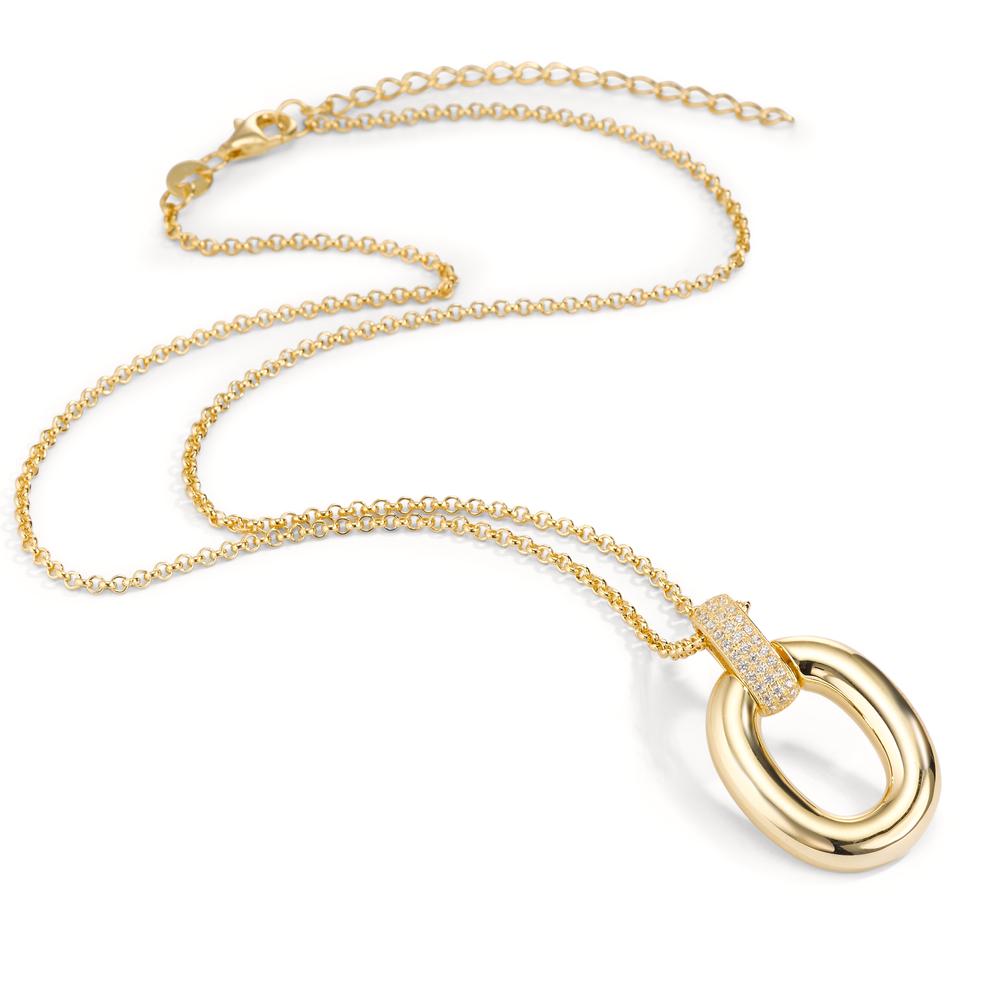 Catena con ciondolo Argento Zirconia 33 pietra giallo dorato 40-45 cm