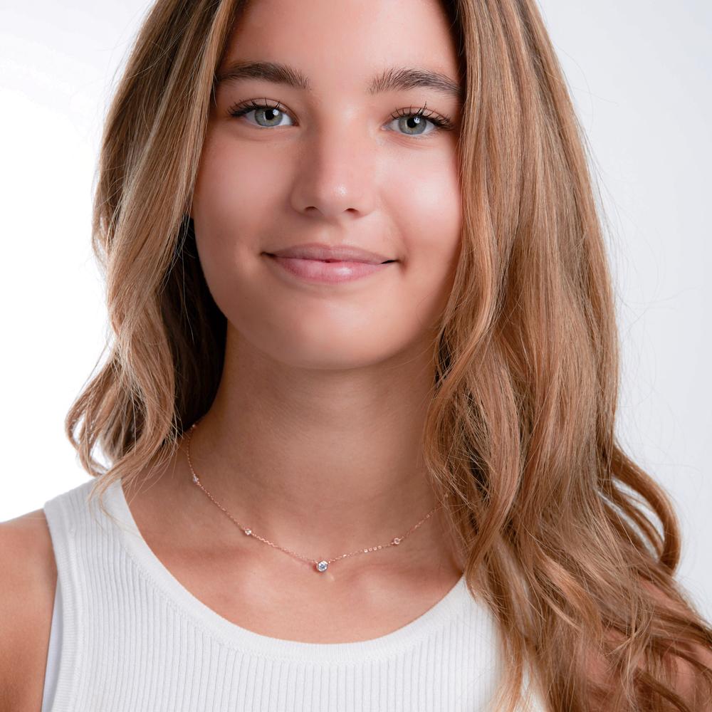 Collier Silber Zirkonia rosé vergoldet 35-40 cm verstellbar