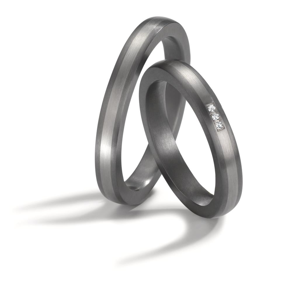 Anello del partner 999 Tantalio, Platino 950 Diamante 0.01 ct, 3 pietra, w-si