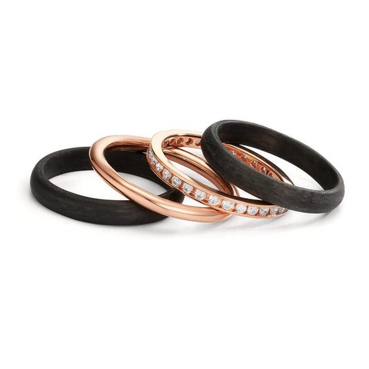 Ring set 750/18 K rött guld, Kol diamant 0.50 ct, w-si