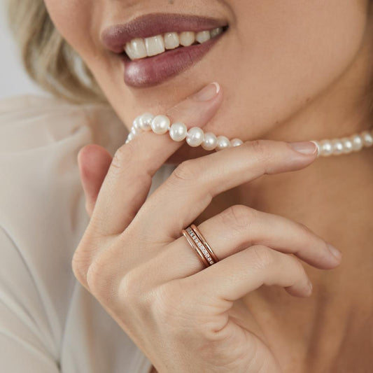 Ring set 750/18 K rött guld diamant 0.50 ct, w-si