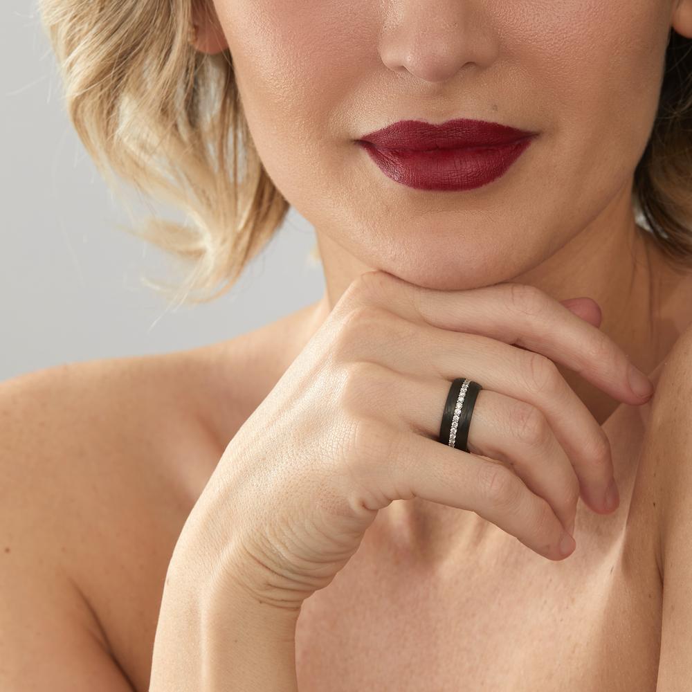 Ringset 750/18 K Weissgold, Carbon Diamanten 0.75 ct, w-si