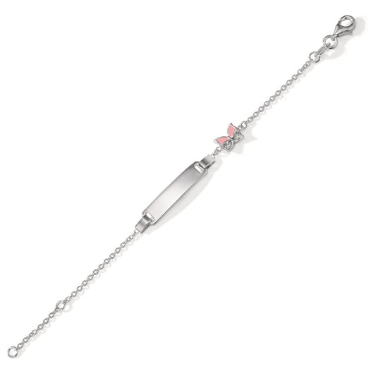 Gravurarmband Silber Zirkonia 2 Steine rhodiniert Schmetterling 12-14 cm verstellbar