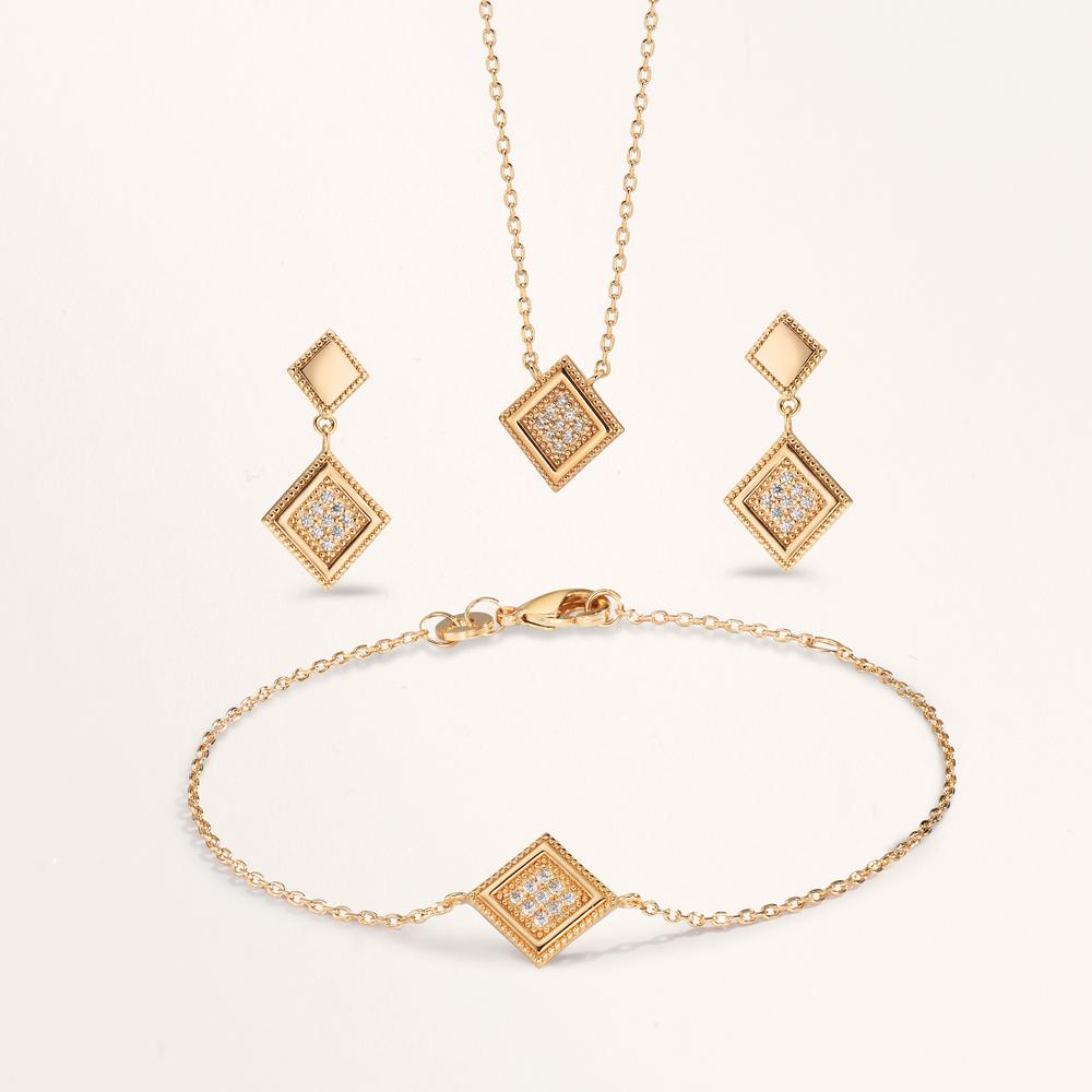 Ohrhänger Bronze Zirkonia 18 Steine vergoldet