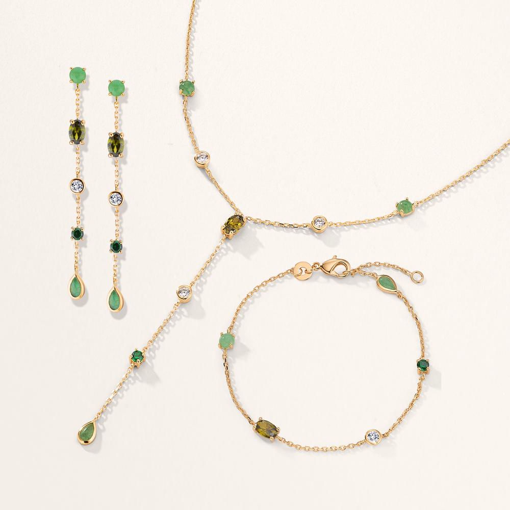 Collana Bronzo Avventurina 8 pietra dorato 40-45 cm