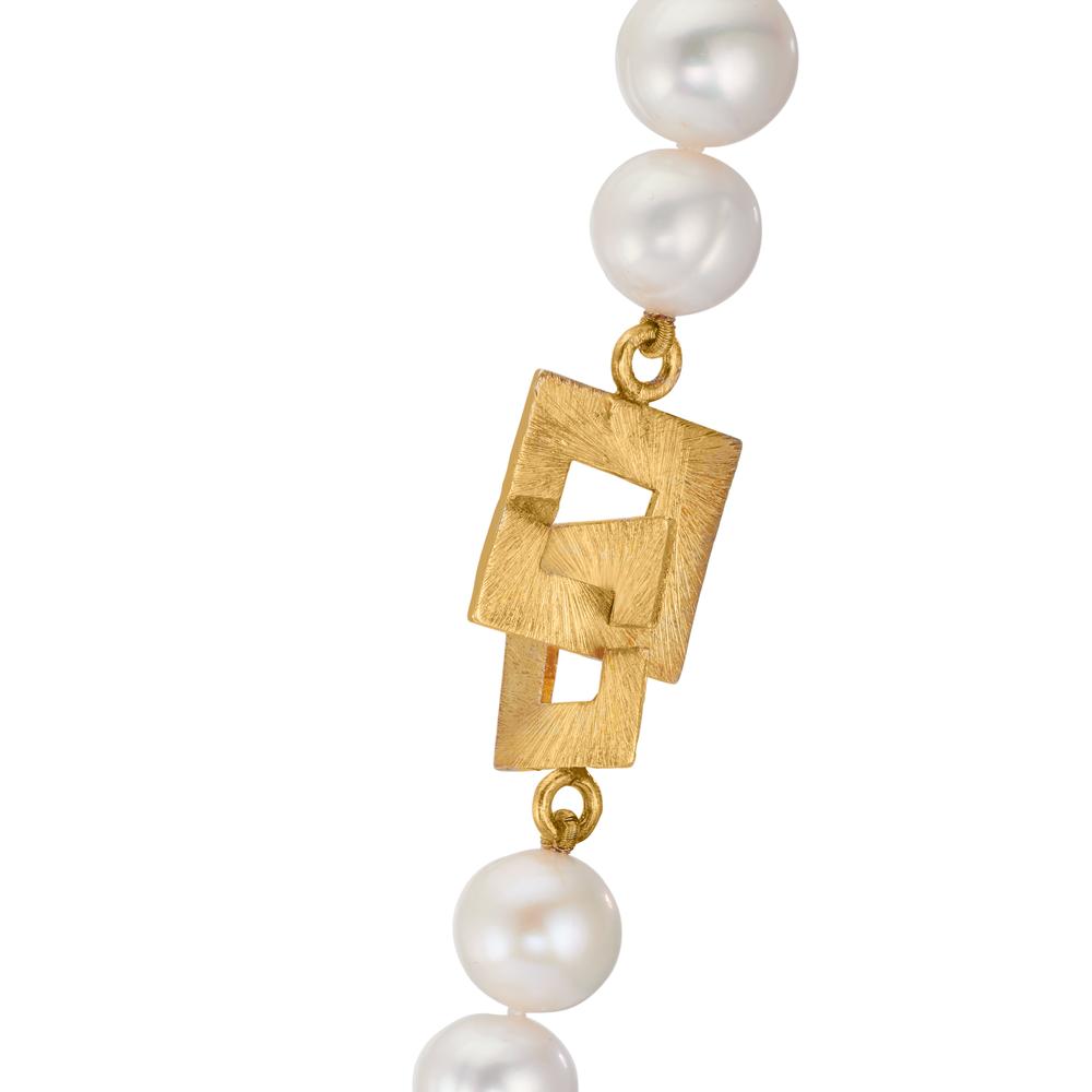 Necklace Silver Yellow Gold plated Freshwater pearl 11-11.5 mm 50 cm