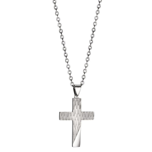 Halskette mit Anhänger Edelstahl Kreuz verstellbar