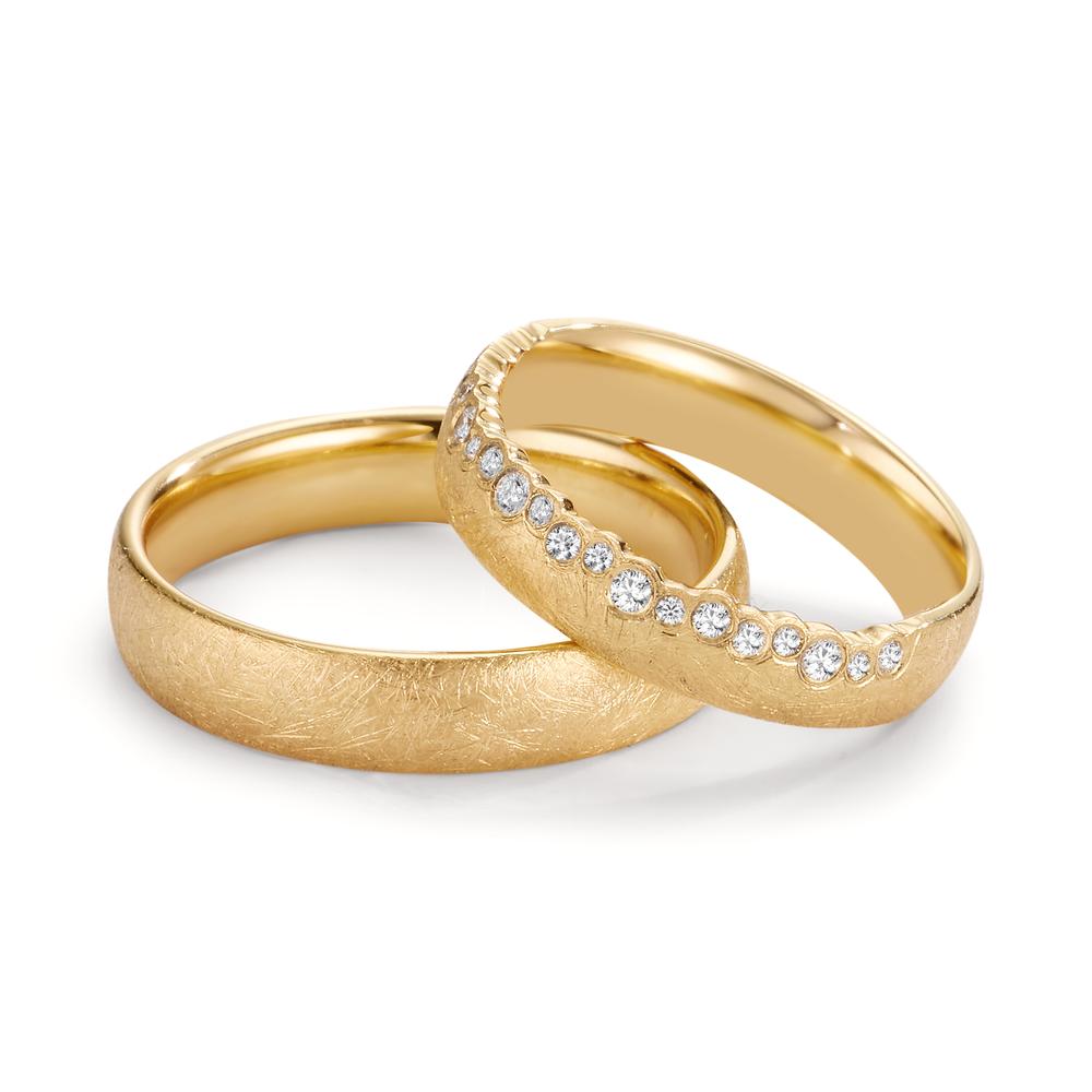 Anillo de pareja 750/oro amarillo de 18 quilates Diamante 0.16 ct, 19 piedras, w-si