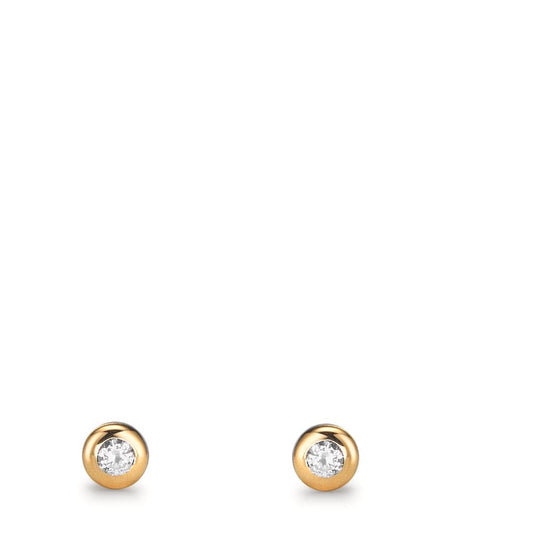 Stud earrings 9k Yellow Gold Zirconia 2 Stones Ø3.5 mm