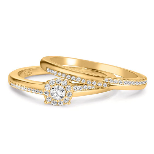 Fingerring Silber Zirkonia vergoldet