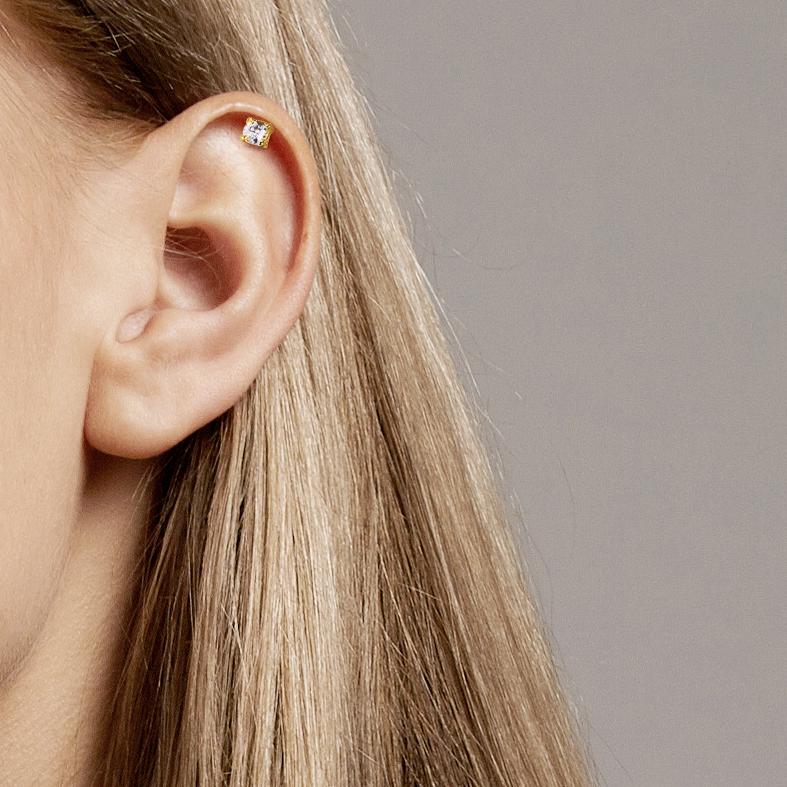 Piercing Plata Circonita Amarillo Dorado Ø3 mm