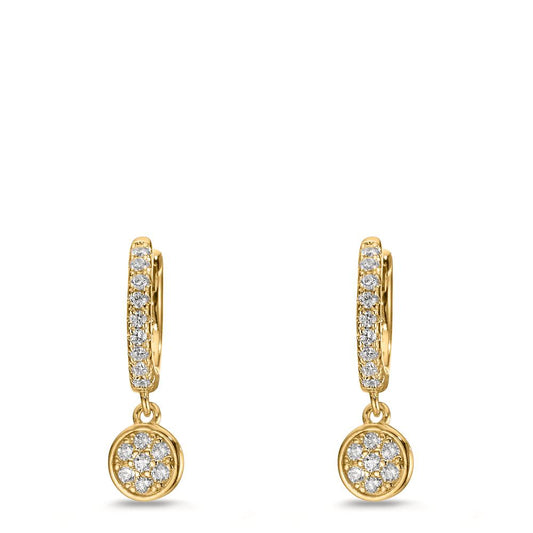 Hinged hoop Silver Zirconia Yellow Gold plated