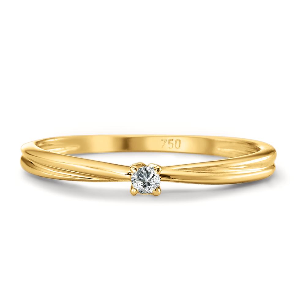 Anillo solitario 750/oro amarillo de 18 quilates Diamante 0.03 ct, w-si