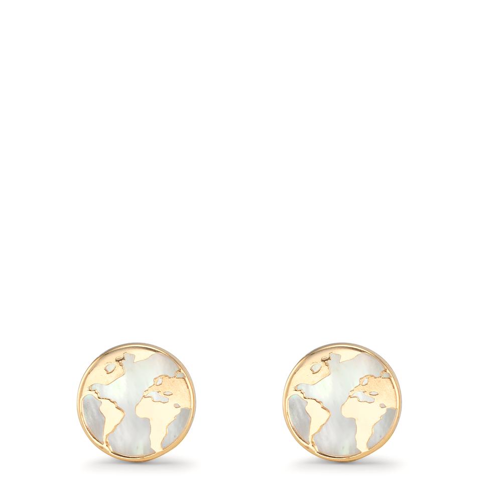 Stud earrings 18k Yellow Gold Mother of pearl Globe Ø8 mm