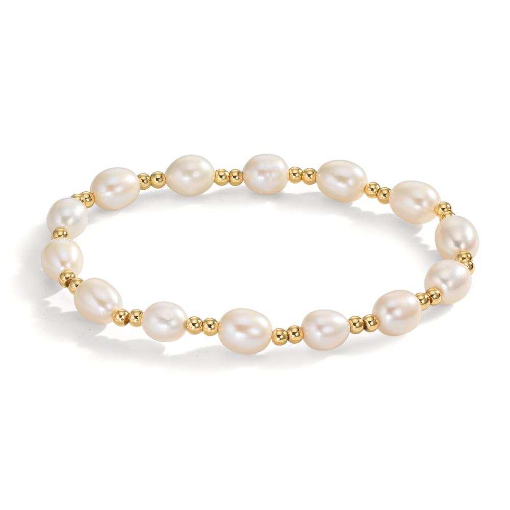 Bracelet Stainless steel Yellow IP coated Freshwater pearl 6.5-7 mm 18.5 cm