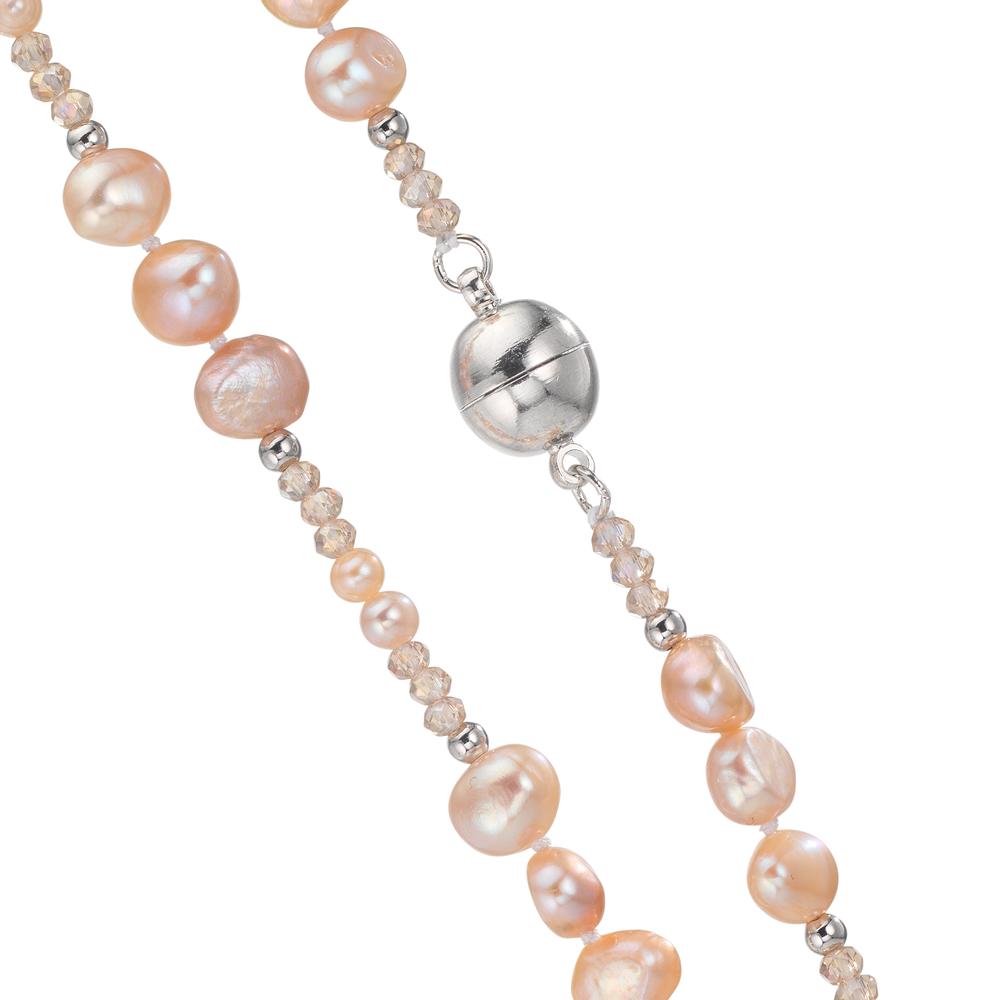 Collana Acciaio inossidabile Cristallo rosa Perla coltivata d'acqua dolce rosa 90 cm