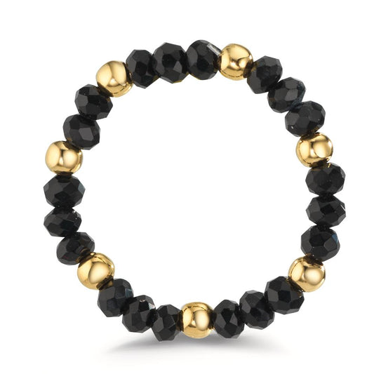 Ring Stainless steel Crystal Black, 3 mm Yellow IP coated