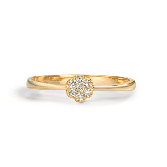 Ring 18k Yellow Gold Diamond 0.06 ct, 7 Stones, w-si