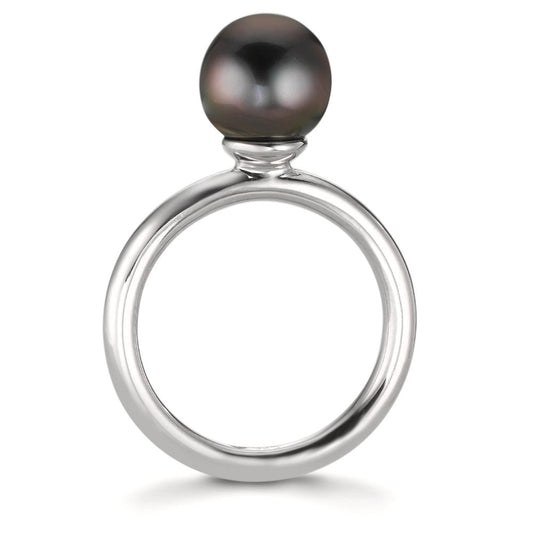 Ring Silver Rhodium plated Tahitian pearl 8-9 mm