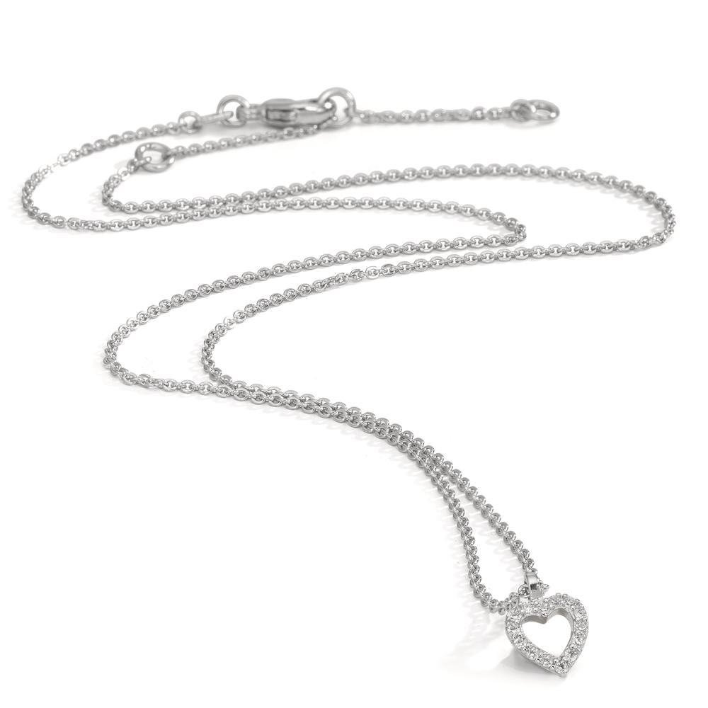 Collana Argento Zirconia 16 pietra rodiato Cuore 38-42 cm