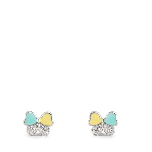 Pendientes Plata Circonita 20 piedras Rodio plateado Mariposa Ø6 mm