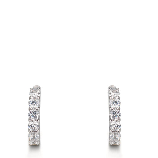 Créoles à charnières Argent Zircone 16 Pierres Rhodié