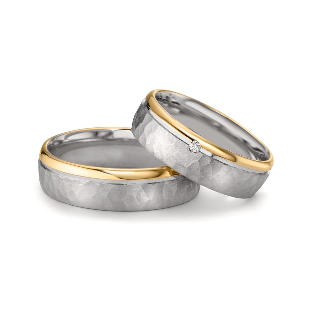 Partnerring Silber, 585/14 K Rosegold Diamant 0.015 ct, w-si bicolor