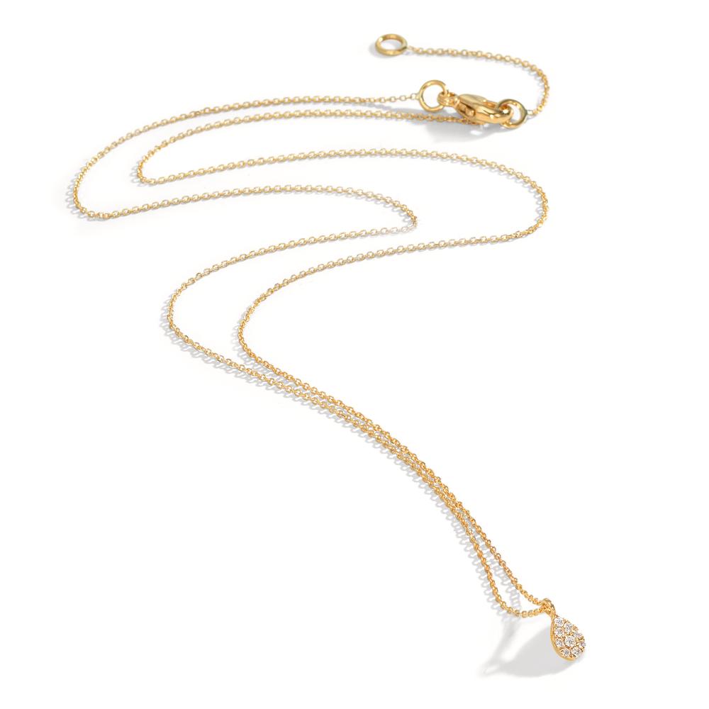 Collier 750/18 K Gelbgold Diamant 0.04 ct, 9 Steine, w-si 42-45 cm verstellbar