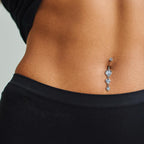 Piercing nombril Acier inoxydable Cristal blanc Coeur