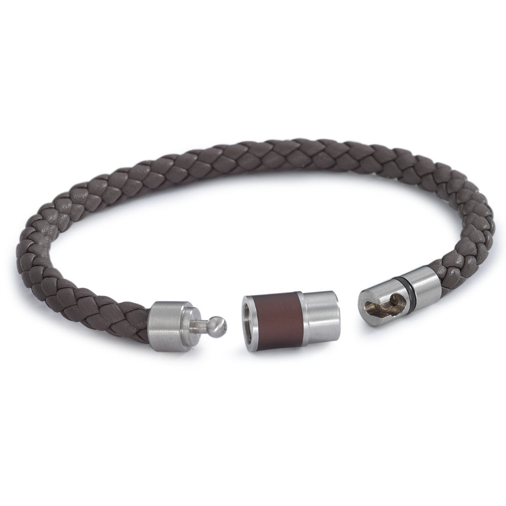 Armband DYKON aus braunem Leder mit Edelstahl-Keramikschliesse und Safe Lock System