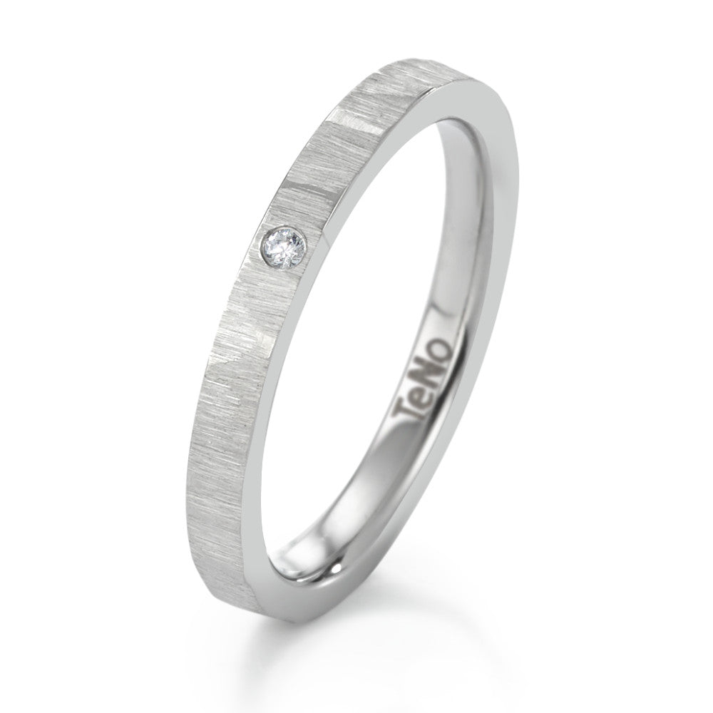 Design Stahl Ring mit Oberfläche CRISSCROSS und Brillant 0,012 ct.