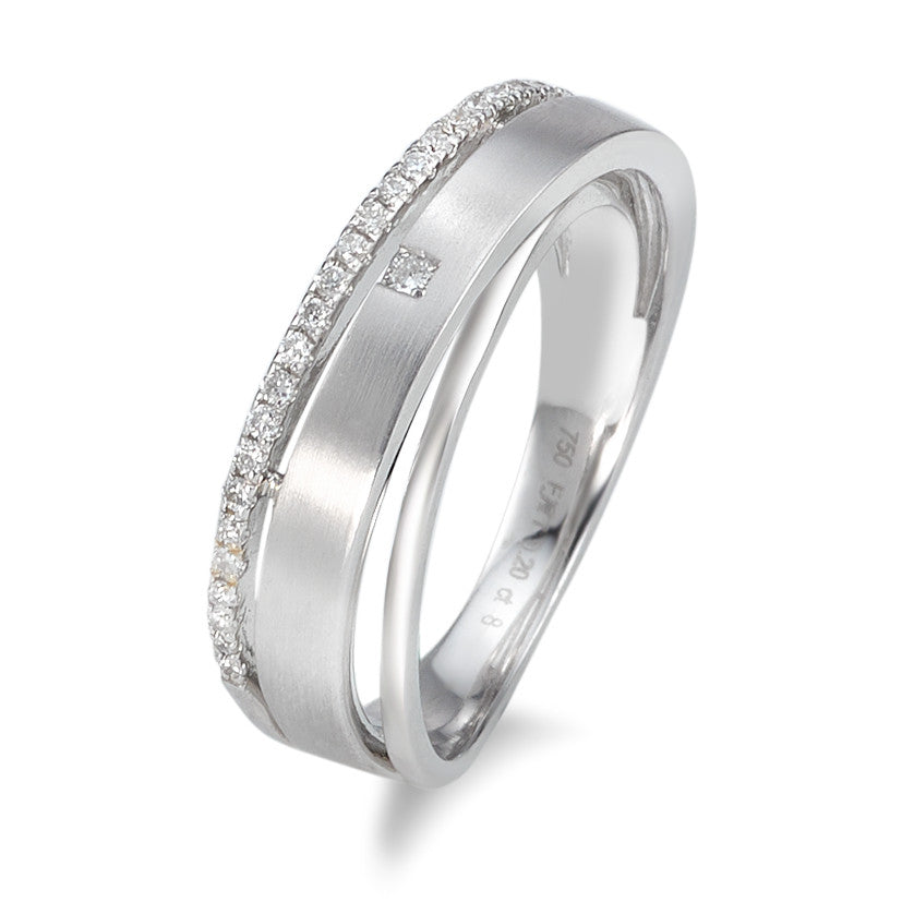Ring 18k White Gold Diamond 0.20 ct, 28 Stones, w-si