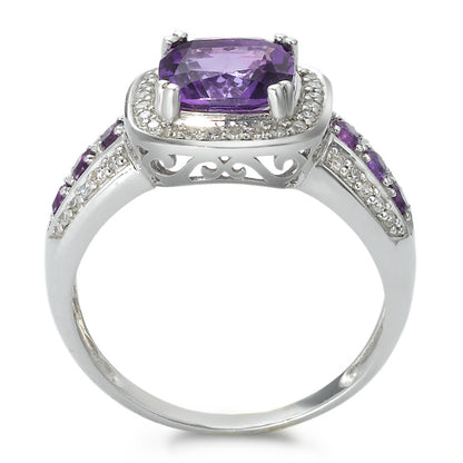 Bague 750 améthyste + diamants