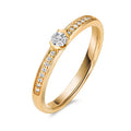 Solitaire ring 18k Yellow Gold Diamond 0.20 ct, 17 Stones, w-si